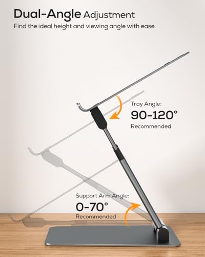 Nulaxy Pull-Out Height Adjustable Laptop Stand for Desk, 22 LB Support | Full Aluminum Standing Desk Holder, Vented Panel, Dual Foldable Design, Compatible with 10-17 Inch Laptops, Office Essentials - color: A-Gray