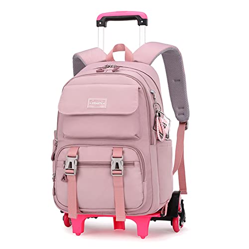 ZHANAO Rolling Backpack Luggage BookBag with Wheels Trolley Bag Wheeled Travel Backpack for Girls & Boys Trolley Bag - color: Purple, size: 6-wheel