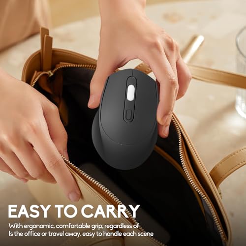Guiheng Wireless Bluetooth Mouse,Dual Mode Rechargeable Silent Slim Laptop Mouse,Portable(BT5.2+USB Receiver) Computer Mice,for Laptop,Desktop Computer,ipad Tablet,Phone,Mac (Black) - color: black