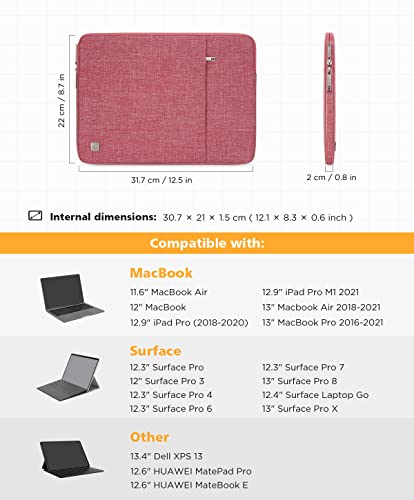 NIDOO 11 Inch Laptop Sleeve Tablet Carrying Case Bag for 12.9" 13" iPad Pro M2 M4/ 13" MacBook Pro Air/ 13" Surface Pro 10 9 X 8/12.4" Surface Laptop Go / 13.4" Dell XPS 13/13.3" Latitude 7320 - color: Pink, size: 11.6 Inch / 12 inch New MacBook