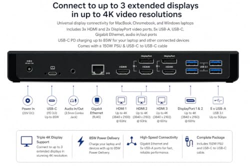 Belkin Docking Station Universal USB C Triple Display Docking Station