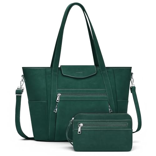 SYTRAH Laptop Bag for Women 15.6 inch Leather Backpack Purse - color: Green