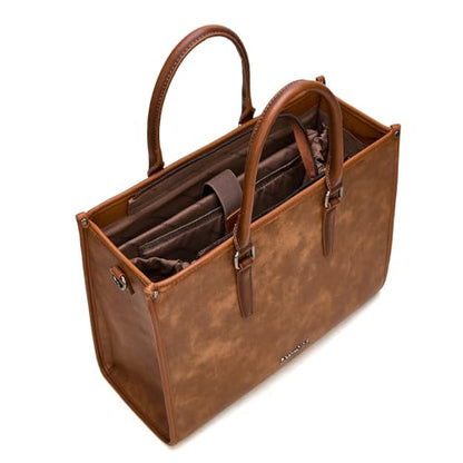 Montana West Laptop Tote Bag for Women 15.6 Inch Computer Bags Business Office Work Briefcase With Adjustable Shoulder Strap - color: Brown