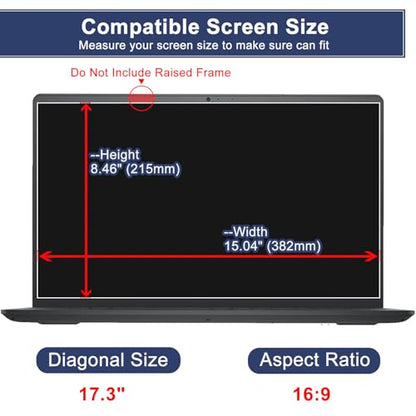Tempered Glass Screen Protector for HP Laptop 17.3" HP Pavilion/HP Envy x360/Probook/EliteBook/OMEN, HP 17t 17z 17-by 17-ca 17-cn 17-cp 17t-ch 17t-cr 17-cb 17-ck, 9H Hardness, Bubble Free, HD Clear - size: 17.3 inch 16:9