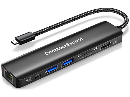 7 in 1 USBC HUB for MacBook iPad HP Dell XPS and More | 4K 60Hz HDMI Port, 1Gbps Ethernet, 100W PD, 2 USB 3.0 Ports, SD/TF Card - color: 7 IN 1 Black