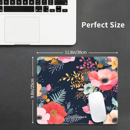 Pink Flower and Succulents Gaming Computer Keyboard Cute Mouse Pad with Anti-fray Stitching, Premium-Textured Alfombrilla para Mouse with Non-Slip Rubber Base, 10 x 12 inch - color: Pink Flower and Succulents