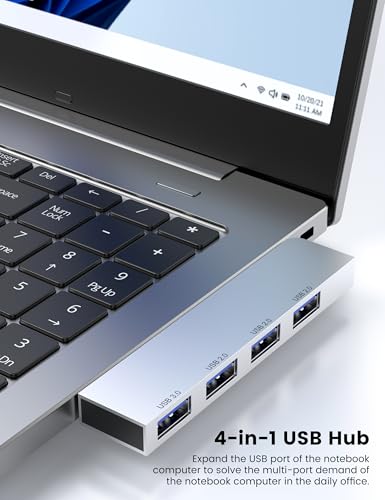 Multi Port USB Hub, Fidioto 4 Port USB Adapter(1 * 3.0 Hub, 3 * 2.0 Hub), USB Hub for Laptop, iMac Pro, MacBook Air, Mac mini/Pro, Notebook PC, USB Flash Drives and Mobile HDD Etc. - color: 4in1-Right-Silver