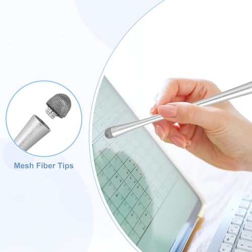 PATIKIL 5 Pcs Slim Waist Stylus Pens for Touch Screens, 2 in 1 High Sensitivity Universal Pen Capacitive Stylus for Phone Tablets Laptop Touch Screen Devices, Silver - color: Silver