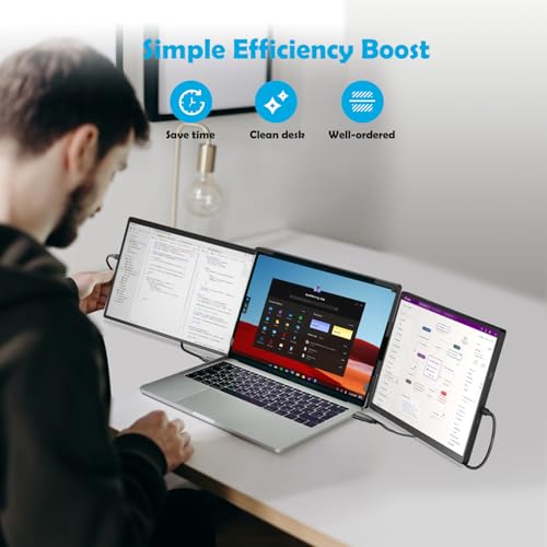 14.1-inch 2K Portable Triple Laptop Monitor Extender (with USB Docking Station) 2240x1400 QHD IPS Foldable Plug and Play Travel Home Office External Screen Compatible with HDMI,USB-A and USB-C - style: 2*14.1" 2K