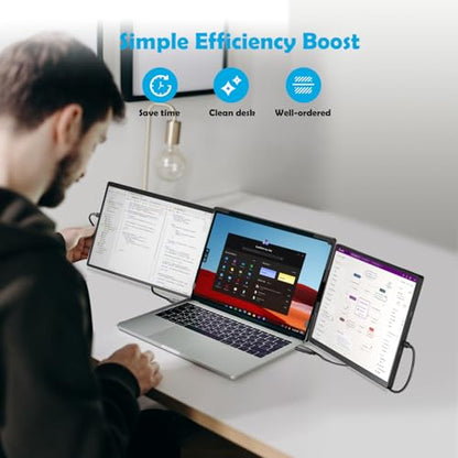 14.1-inch 2K Portable Triple Laptop Monitor Extender (with USB Docking Station) 2240x1400 QHD IPS Foldable Plug and Play Travel Home Office External Screen Compatible with HDMI,USB-A and USB-C - style: 2*14.1" 2K