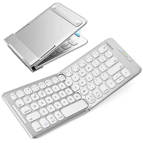 Inateck Foldable Compact Keyboard, Portable Bluetooth Keyboard with 3-Device Connectivity, Compatible with iPadOS/iOS/Android/Windows | Portable Bluetooth Keyboard with 3-Device Connectivity, Compatible with iPadOS/iOS/Android/Windows,QWERTY
