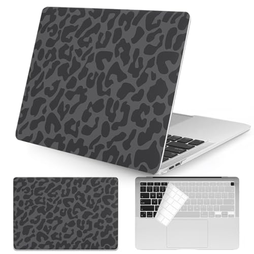 Seorsok Compatible with MacBook Air 13 inch Case 2021 2020 2019 2018 Release Model A1932 A2179 M1 A2337 with Touch ID and 2 Pack Keyboard Cover,Laptop Plastic Hard Shell- Black Leopard Print - color: Black Leopard Print