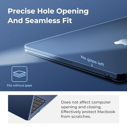 EooCoo Case for MacBook Air 15 inch M5 M4 M3 M2 2026-2023, Crystal Midnight | Easy to Install, Sturdy, Plastic Hard Shell Case & Keyboard Cover & Screen Protector, Model: A3448 A3241 A3114 A2941 - color: Crystal Midnight