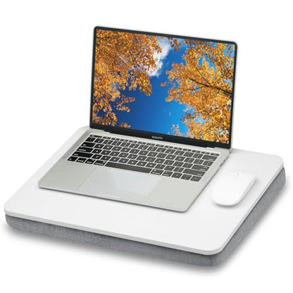 ZEAPTAC Lap Desk with Pillow Cushion, Portable Bed Desk, Fits up to 15.6 inch Laptop, Lap Stand for Bed & Couch & Carpet, Book/Tablet/Drawing Board Stand - White - color: White