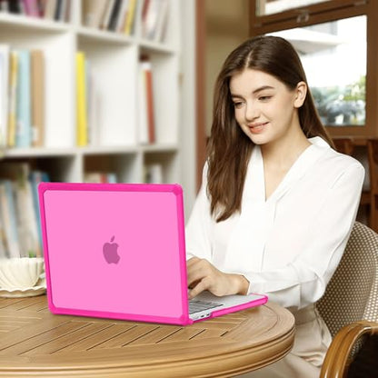 MOSISO Compatible with MacBook Air 13 inch Case M5 2026 M4 M3 M2 2025-2022 | A3449 A3240 A3113 A2681, 3 in 1 Kit Crack-Resistant Heavy Duty Protective Hard Shell Case Cover with TPU Bumper, Bright Rose - color: Bright Rose