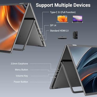 InnoView 18.5" Dual Portable Monitor 100Hz 2K 2560x1600P 100% sRGB Foldable & Stackable Design with 315° Screen Adjustment | DP/USB-C/HDMI, Second Monitor for Laptop, Mac, Windows - size: 18.5 inch