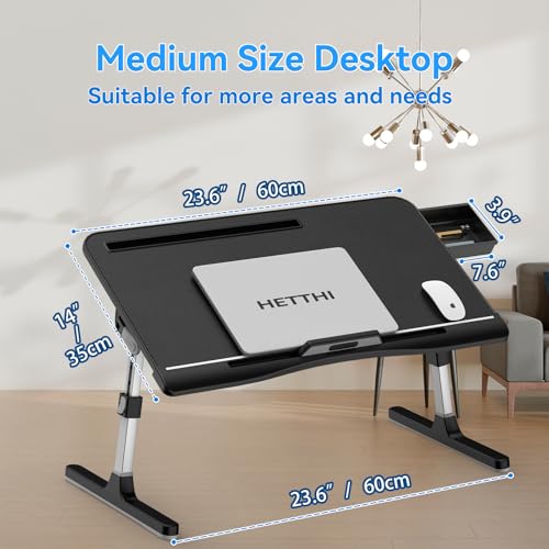 HETTHI Home Office Lap Desks, Adujustable Laptop Bed Desk and Portable Laptop Lap Desk for Writing Working Reading Eating