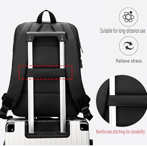 Business Travel Laptop Backpack, Large Water Resistant Travel Backpack | with USB Charging Port, Lightweight Commuter Computer Casual Daypack with Trolley Sleeve for Men Women - color: Blue