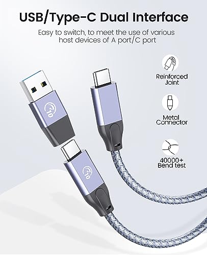 ORICO 7-Port USB 3.2 Gen2 Hub, Powered USB 3.2 Hub with 4 USB-A, 2 USB-C, PD 60W, 72W Power Adapter, 10Gbps Aluminium USB-Splitter with 1.64Ft USB-C to USB-A/C Cable for iMac, MacBooks, Mac mini - size: 50cm, style: M3U4C3