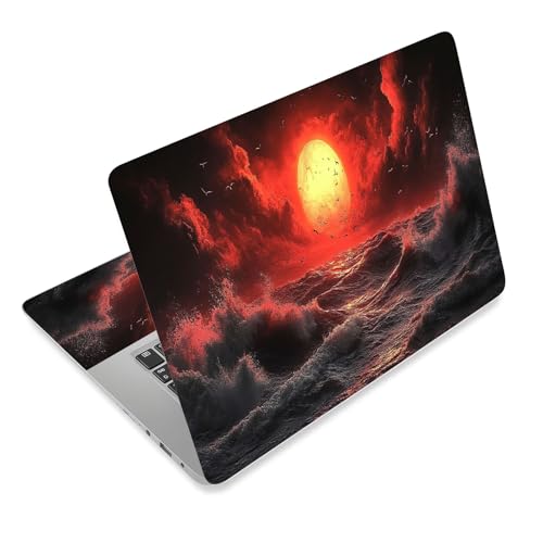 Laptop Skin Sticker Decal for 12 13 13.3 14 15 15.6 in, Universal Vinyl Waterresistant Protector Cover for Notebook PC Netbook, Computer Decor for Women Girls Dark Sunset Waves - color: Dark Sunset Waves