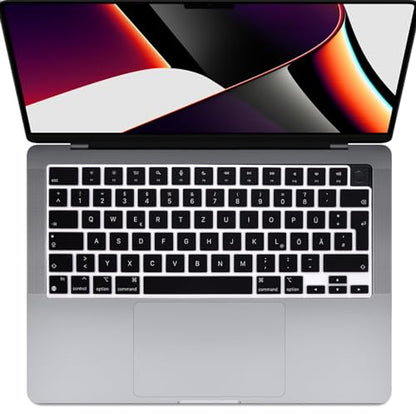 HRH Keyboard Cover Skin EU for MacBook Air 13”15"(M5-M2)&Pro 14”16"(M5-M1) | German,Black,2026-2021,A3426 A3427 A3434 A2992,Neo 13" A18, Precise Fit, Dust Proof, Waterproof, Durable,Keyboard Accessories - color: German