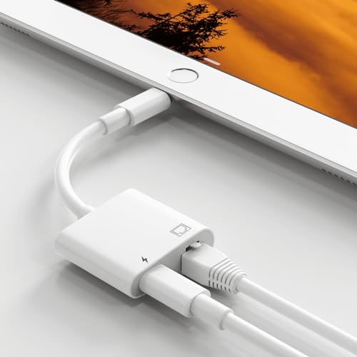 USB C to Ethernet Adapter, 2 in 1 RJ45 Ethernet LAN Network Adapter | Compatible with iPhone 17/16/15/New iPad and USB C Devices, Plug and Play, Supports 100Mbps Ethernet Network - size: USB-C to RJ45