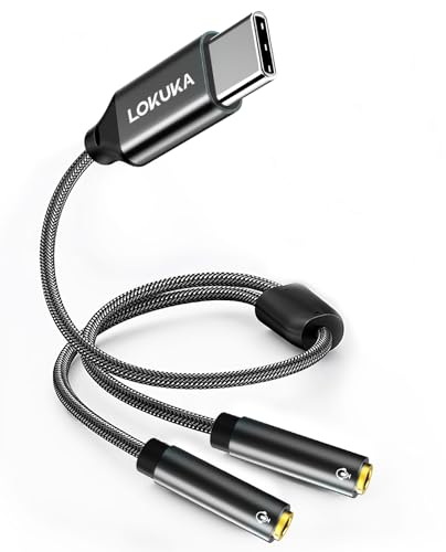 USB C to Dual 3.5mm Headphone Splitter, Type C to Dual TRRS 3.5mm Female Stereo Jack Headphone Adapter for USB-C Smartphone, Laptop, Pad, PS5 to Two Headphones, Speakers, TRRS Mics, Gray - color: Grey, size: 1 FT