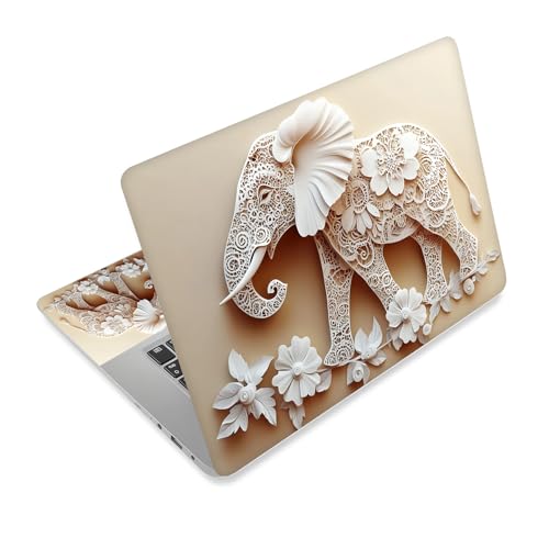 Universal Laptop Skin Sticker Decal,15.6 Inch Laptop Vinyl Cover for 13" 14" 15.6" Laptop,Scratch-Resistant Waterproof Protector Wrap,Reusable with Wrist Pads,Elephant Carving Painting - color: Elephant Carving Painting