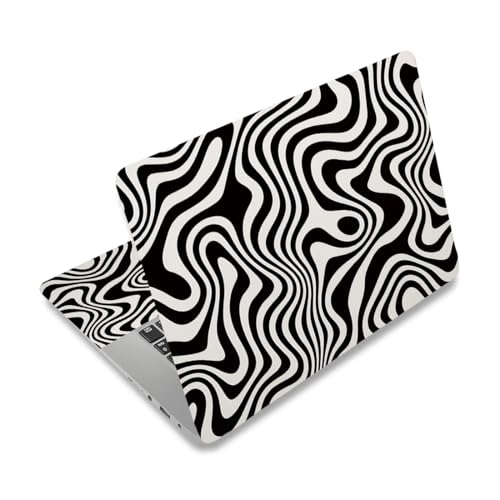 PLIGREAT 15 Inch Black White Classic Pattern Laptop Skin Stickers Cutable Universal Size Fits 12" 13" 13.3" 14" Laptop Removable Waterproof Notebook Art Decals PC Protector Cover Sticker