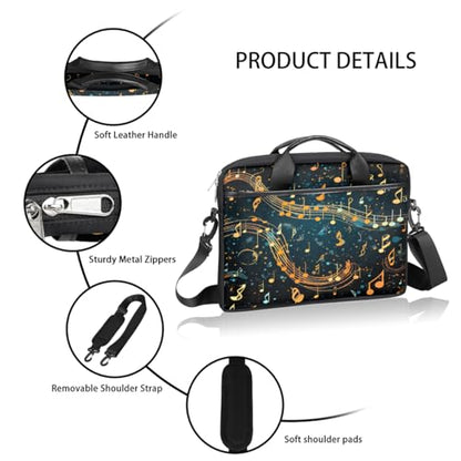 Laptop Shoulder Bag for Women Men, Waterproof Computer Case Messenger Bag Briefcase for Business Office Travel - color: Musical Notes Abstract