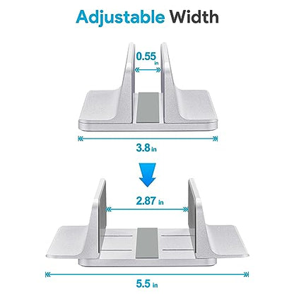 JARLINK Vertical Laptop Stand, Aluminum Laptop Holder Desktop Stand with Adjustable Dock Size (up to 17.3 inches) Compatible with All MacBook/Surface/Dell/Gaming Laptops (Silver) (Pack of 2) - color: Silver, size: 1-slot (Pack of 2)