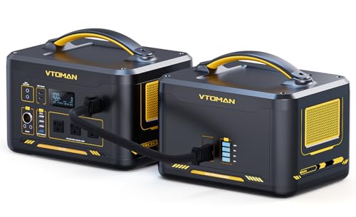 Vtoman 3096Wh Solar Generator with Extra Battery Included, 1800W (Peak 3600W) LiFePO4 Battery Power Station for Power Outages, RV, Camping, Emergencies - style: Jump1800+ExtraBattery