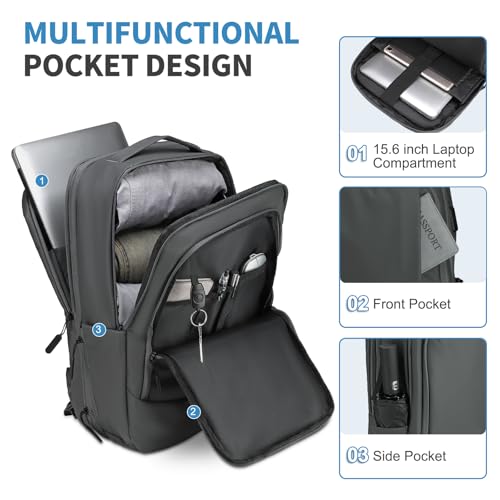 38L Travel Backpack 17" Laptop Backpack W/USB-C Port, Expandable Carry-On Bag, TSA Approved for Business College, Grey - color: Grey