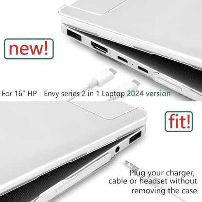 Clear Case for 16-inch HP Envy x360 2-in-1 Laptop (2024/2025) Compatible with 16-ACxxxx / 16-ADxxxx Series Ultra-Slim Lightweight Scratch-Resistant Hard Shell, Transparent - color: Transparent