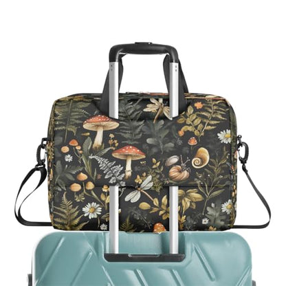 Forest Mushroom Leaves Laptop Bag Carrying Case 15.6 Inch Laptop Briefcase Messenger Shoulder Bag for Tablet Computer Bag for Travle Business Men Women