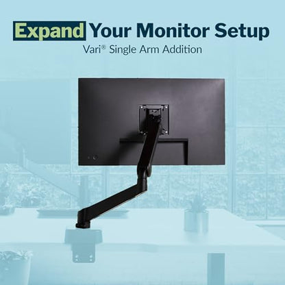 Vari Single Arm Addition Series 2 – VESA-Compatible Monitor Arm Addition for Single Monitor Arm – Fits Screens up to 27” & 19.8 lbs – Adjustable 360° Rotation & Cable Management - size: Single Arm Addition
