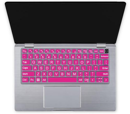Large Print Keyboard Cover Skin for Dell Latitude 7420 7430 7440 7450 14", Latitude 14" 3440 3450 5420 5430 5431 5440 5450 9420 9430, Latitude 9510 9520 7520 15.6 & 7650 7640 16" Laptop, Hot Pink - color: Hot Pink