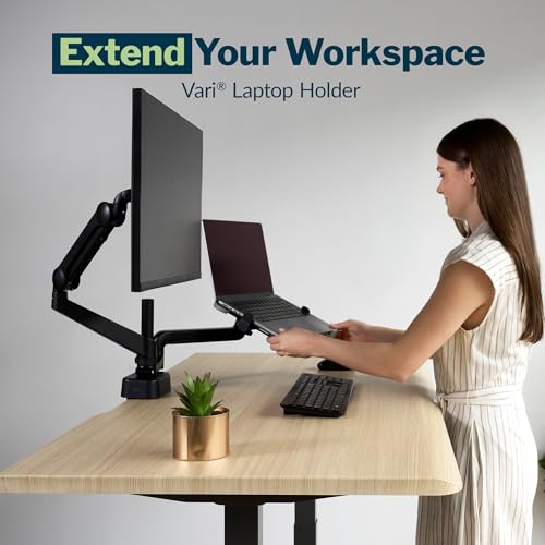 Vari Laptop Holder for Monitor Arm – Adjustable Laptop Tray for Laptops up to 15.5” – Modular Add-On with 360° Rotation & Cable Management – Black - size: Laptop Holder