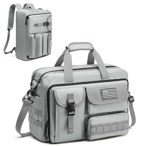 G4Free 17.3 Inch Laptop Messenger Bag for Men, 3-in-1 Backpack for Travel Work Weekender, Large Tactical Shoulder Bag - color: Grey