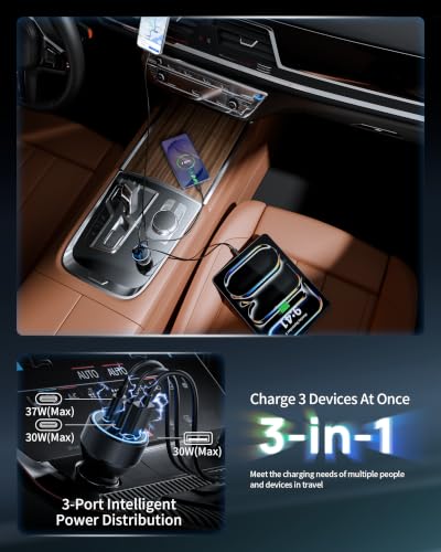USB C Car Charger, 3Port 67W Dual USBC & USB-A Car Phone Fast Power Adapter | Fast Charging Cigarette Lighter Accessories, for iPhone 17/16/15/14/13/12/11 Pro Max,iPad, Galaxy S26/S25/S24,Pixel, Android - style: 2-Pack