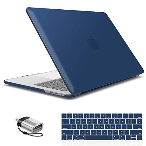 IBENZER Compatible with MacBook Pro 15 Inch Case 2019 2018 2017 2016 A1990 A1707, Hard Shell Case with Keyboard Cover & Type C Adapter for Mac Pro 15 Touch Bar, Navy Blue, T15NVBL+1TC A - color: Navy Blue, size: For Macbook Pro 15" with Touch Bar A1707&A1