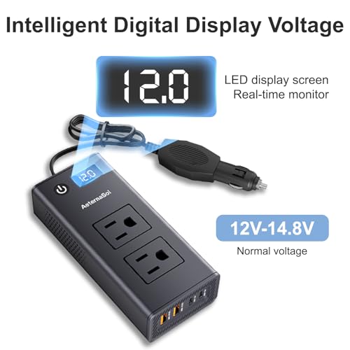 200W Portable 12V to 110v Car Charger Power Inverters for Vehicles | 36W USB-A, Fast Charging USB-C, Dual AC Outlets, Cigarette Lighter Adapter for Laptop/Camping/Road trip essentials