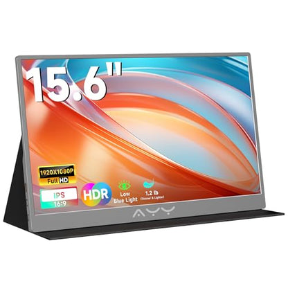 memzuoix 15.6" FHD 1080P Portable Monitor｜Second External｜100% sRGB｜USB-C+HDMI for PS5/Switch｜VESA Mount｜Built-in Speakers | Grey
