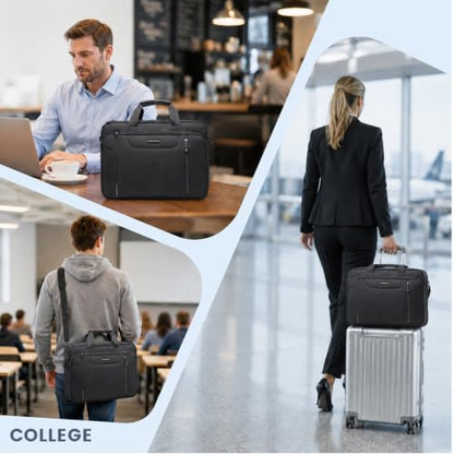 EMPSIGN Laptop Bag Briefcase for Men, 17.3 Inch Computer Case, Black-Grey | Expandable Computer Bag, Water Repellent, Shoulder Messenger Bag, Detachable Strap, Work Business Travel Office - color: Black/Grey