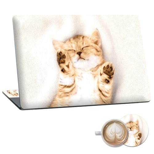 Laptop Skin Sticker Decal 15.6 Inch,12 13 13.3 14 15 15.6 in Laptop Netbook Skins for Notebook,Art Decal Removable Waterproof Scratch Resistant,Universal Vinyl Cover,Cute Cat Sleep - color: Cute Cat Sleep
