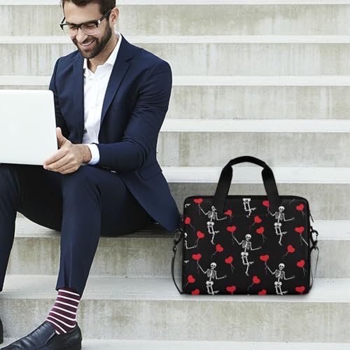 Romantic Skull Gothic Halloween Skeleton Laptop Bag Case 13 14 15.6 inch Laptop Messenger Bag Crossbody Briefcase for Men Women with Shoulder Strap Handle