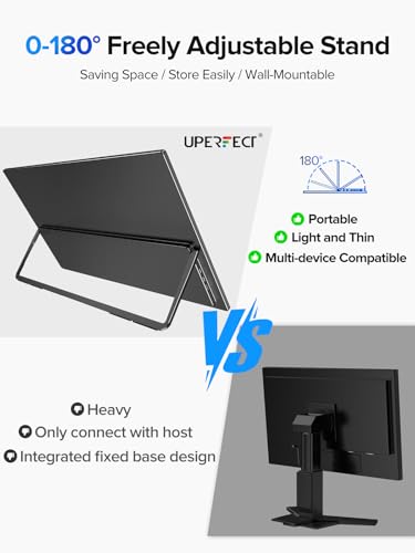 UPERFECT QLED Portable Monitor Touchscreen 24.5'' 165Hz Gaming Monitor 2K 125% sRGB 2000:1, FreeSync 0.1ms, Built-in 180° Adjustable Stand/VESA, USB-C HDMI Second Screen for Laptop PC Game Console - size: 24.5"