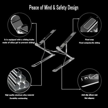 Laptop Stand for Desk, Adjustable Computer Riser with Dual Layer, Portable Foldable Aluminum Notebook Stand Holder Compatible with 13.3-17.3 inch MacBook Dell HP Lenovo, Silver - color: Double layer-Silver