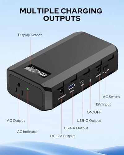 SinKeu Laptop Power Bank with AC Outlet, 65W Portable Laptop Charger with QC3.0 USB*1/USB-C *1, 86.58Wh/23400mAh Portable Power Bank Fast Charging for Camping Travel Home Power Backup - color: Black and White