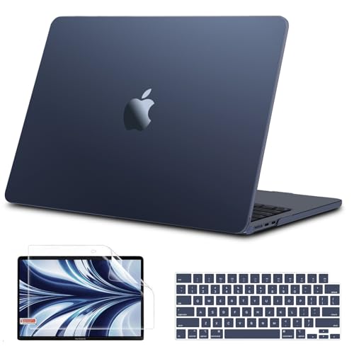 B BELK Compatible with MacBook Air 13 inch Case 2026 2025-2022 M5 M4 M3 M2 | [100% Official Color] [Slim Armor] Plastic Hard Shell for MacBook Air 13.6 inch Case (A3449 A3240 A3113 A2681),Midnight Clear - color: Midnight Clear